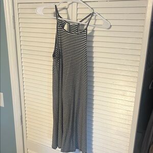 Acemi Black and White Striped Midi Dress